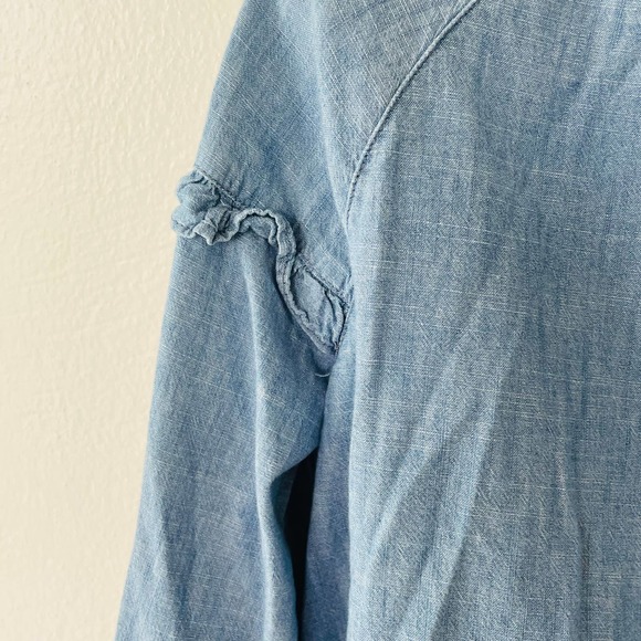 Madewell Size S Light Blue Denim Ruffle Shirt - Picture 6 of 11